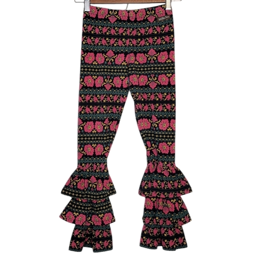 Matilda Jane Elastic Waist Floral Ruffle Bottom Pants Size 8